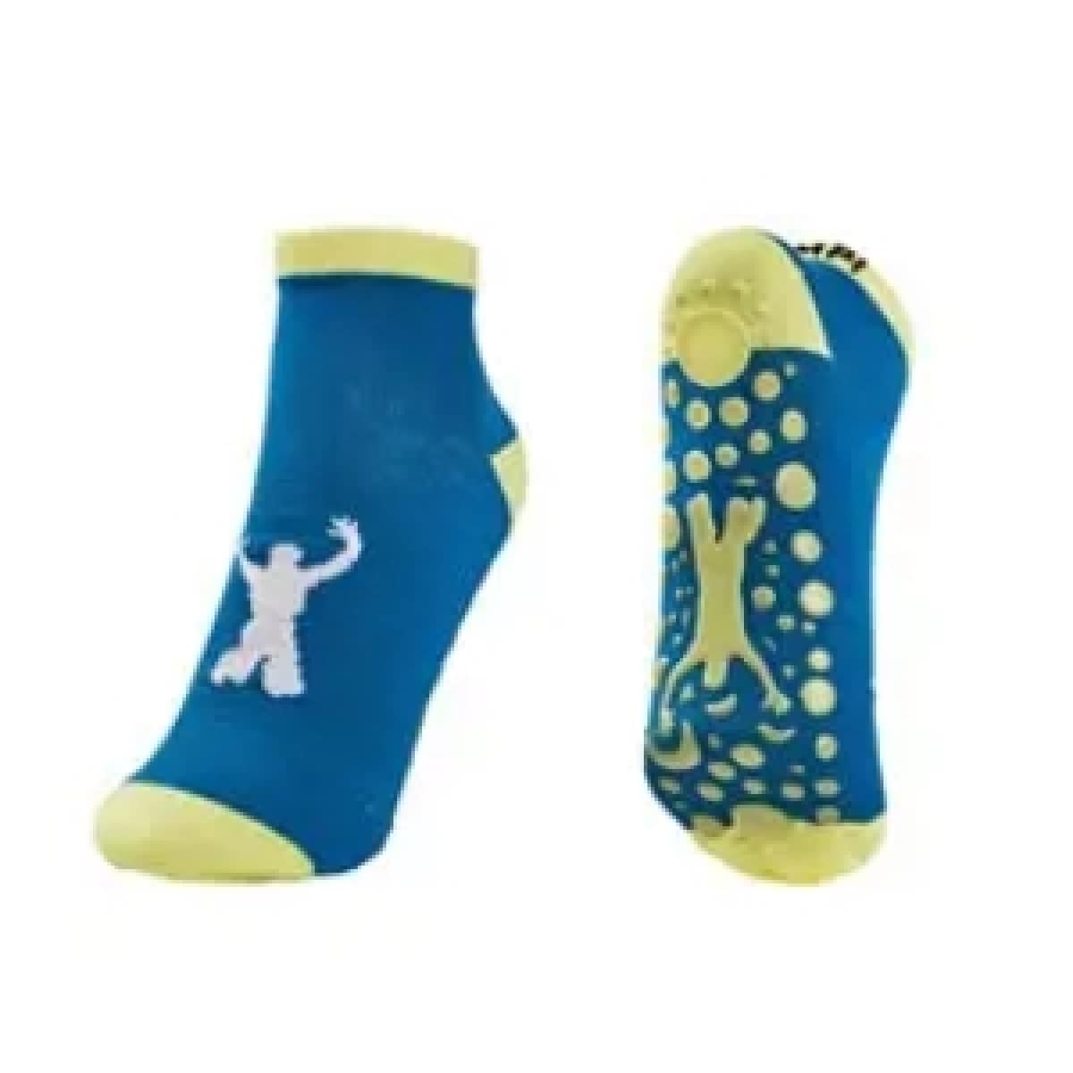 Blue/Yellow Trampoline Jump Socks Size XL 11" Promotex