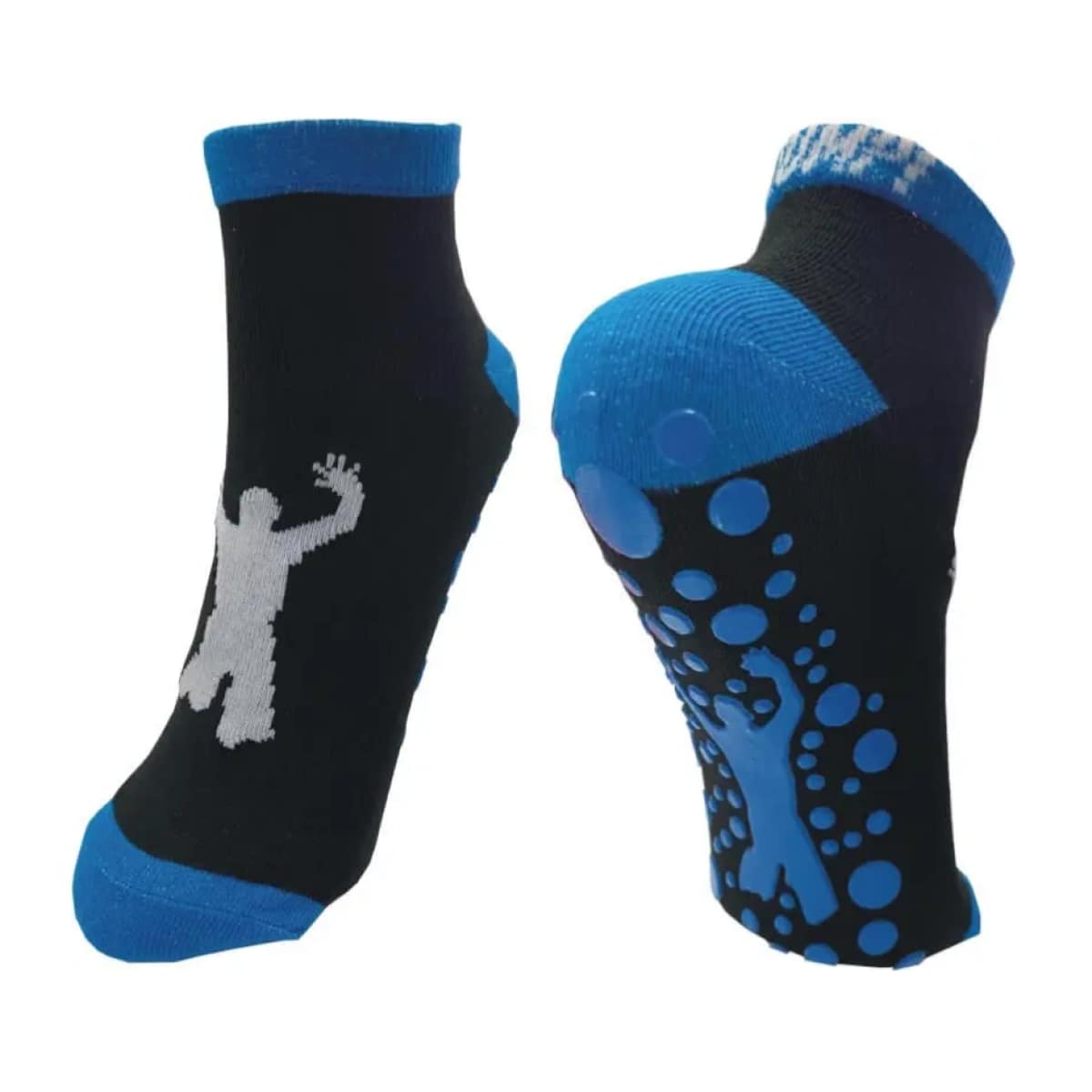 Black/Royal Blue Trampoline Jump Socks Size LG 9.5" Promotex