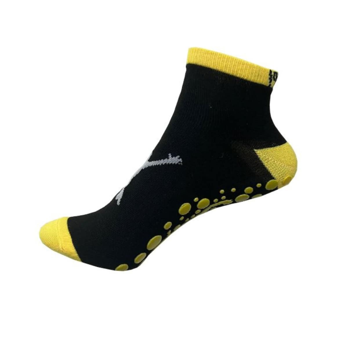Black/Yellow Trampoline Jump Socks Size MED 8" Promotex